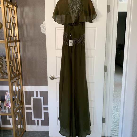 Haute Hippie Shaded Palm Bead Silk Gown NWT - Picture 7 of 12